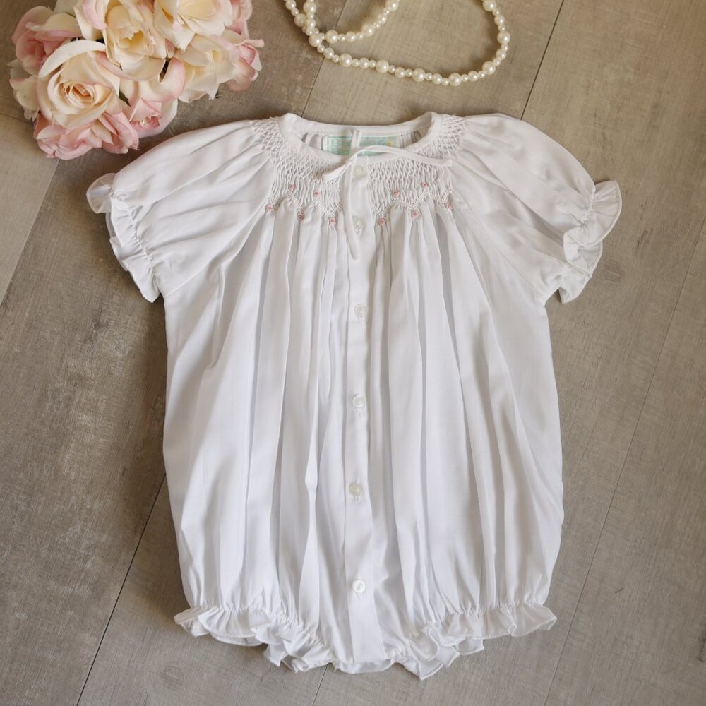 White Vintage Smocked Romper The Bailey Boys Portrait Baby Gift NWT 6 Months